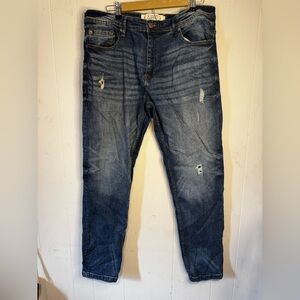 Akademiks Men's Slim Distressed Dark Blue Jeans